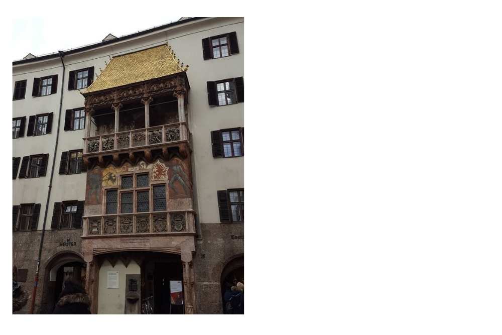 Goldenes Dachl, an elaborate Emperor's building (Ornate Habsburg). It is decorated by 2657 shiny tiles.