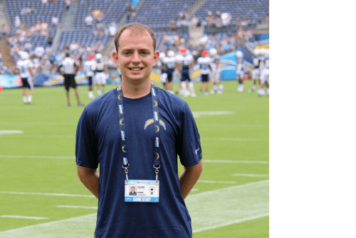 UCCS Sport Management student Dylan Gannon interning with the San Diego Chargers. 
