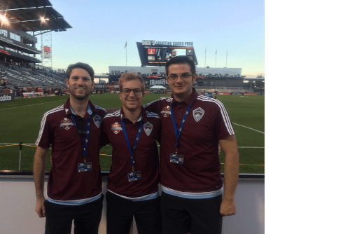UCCS Sport Management students interning with the Colorado Rapids professional soccer team. 