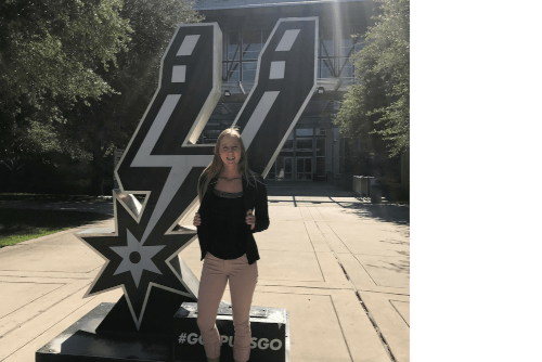 UCCS Sport Management student Emily Carlson interning with the San Antonio Spurs.