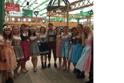 UCCS College of Business students celebrating Oktoberfest on their internship in Frankfurt, Germany. 