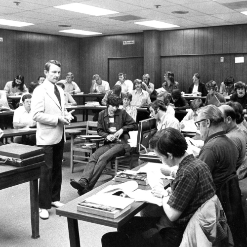 J. Daniel Couger teaching in classroom