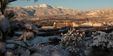 Photo of snowy campus