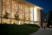 Photo of UCCS Dwire Hall in the evening