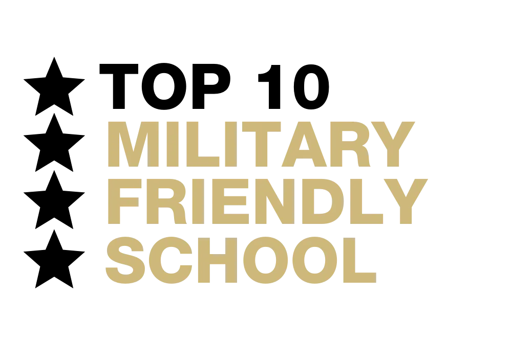 Graphic that reads Top 10 Military Friendly School