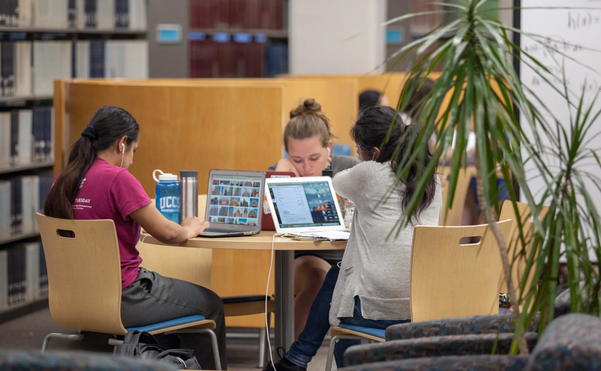 students in the library