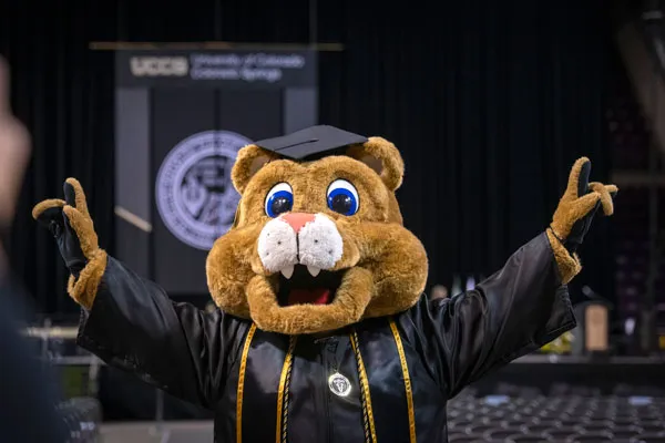 Clyde the Mountain Lion at Graduation