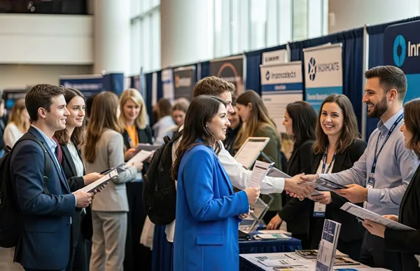 College graduates at a career fair