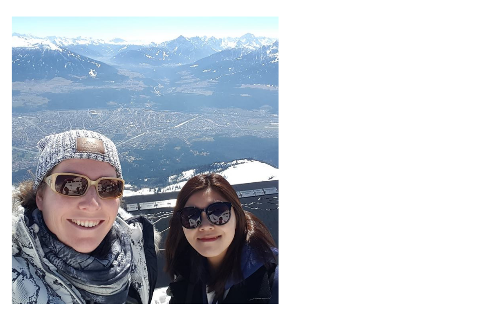 My roommate and I overlooking Innsbruck from the Seegrube, at an altitude of 6,250 ft. 