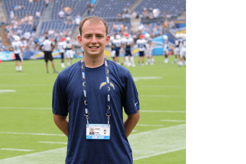 UCCS Sport Management student Dylan Gannon interning with the San Diego Chargers.