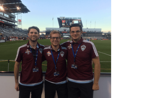 UCCS Sport Management students interning with the Colorado Rapids professional soccer team.