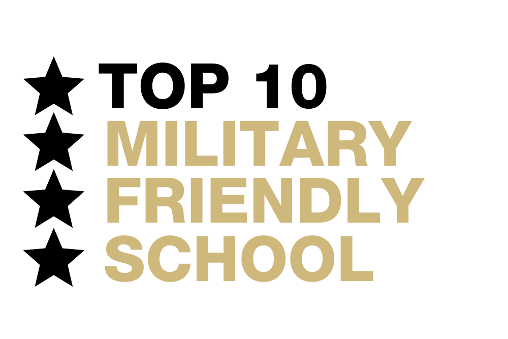 Graphic that reads Top 10 Military Friendly School