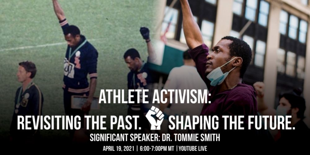 Athlete Activism event graphic featuring Dr. Tommie Smith